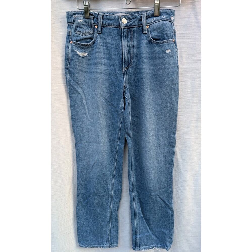 Paige Womens Noella High Rise Relaxed Straight Leg Jeans Sz 25 Distressed Azelea